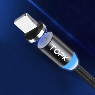 Magnetisk iPhone oplader kabel med blåt lys